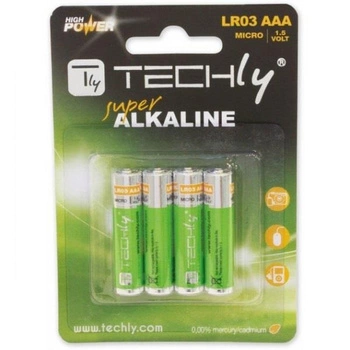 TECHLY Baterie alkaliczne 1.5V AAA LR03 4 sztuki