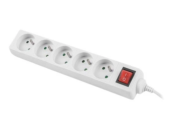 LANBERG PS1-05E-0150-W Lanberg Listwa Zasilająca 1.5M Biała 5X 230V PL Z Wyłącznikiem, Kabel z Miedzi