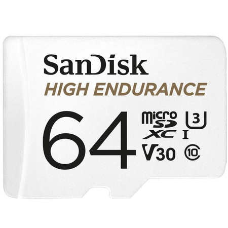 Karta pamięci MicroSDXC SanDisk High Endurance 64GB 100/40 MB/s A1 Class 10 V30 UHS-I U3 + adapter
