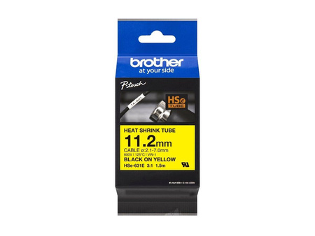 BROTHER Heat Shrink Tube Black on Yellow 11.2mm