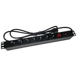 Alantec Listwa zasilająca 19" 230V - 7 gniazd (typu E - CEE 7/5), z wyłącznikiem LED, z zabezpieczeniem przeciwprzeciążeniowym, kabel 1,8m CEE 7/7 (PZ071U)