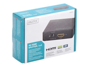 DIGITUS DS-46304 Rozdzielacz/Splitter HDMI 2-portowy, 4096x2160p 4K UHD 3D, HDCP1.3