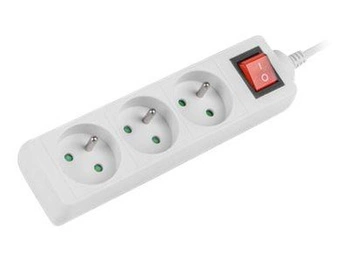 LANBERG PS1-03E-0300-W Lanberg Listwa Zasilająca 3M Biała 3X 230V PL Z Wyłącznikiem, Kabel z Miedzi
