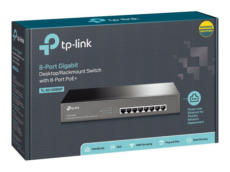 TPLINK TL-SG1008MP TP-Link TL-SG1008MP Gigabit PoE+ switch, 8x10/100/1000, 126W, 1U 13 steel case