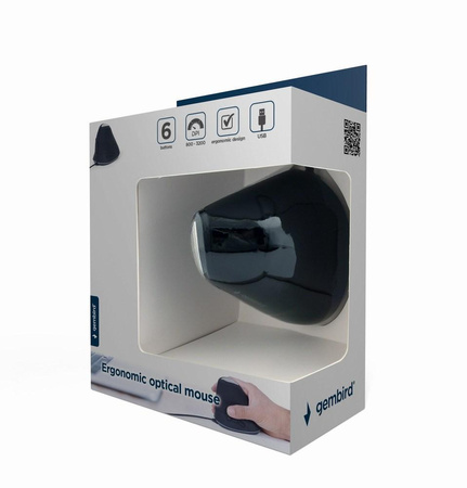 GEMBIRD MUS-ERGO-03 Ergonomiczna 6-przyciskowa mysz optyczna szara - uszkodzone opakowanie (P)