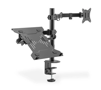 Uchwyt biurkowy DIGITUS podwójne ramię na 1xLCD 32" 4kg, 1xNotebook 15,4" 9kg