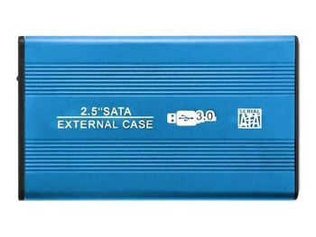 QOLTEC External Hard Drive Case HDD/SSD 2.5inch SATA3 USB 3.0 Blue