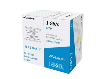 LANBERG Kabel lan UTP 1Gb/s 305m drut CCA żółty
