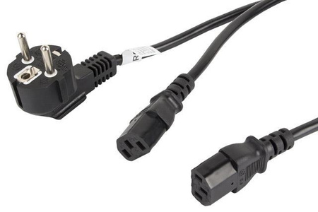 Kabel zasilający Y Lanberg CEE 7/7 -> 2x IEC 320 C13 (2 zasilacze) 1,8m czarny