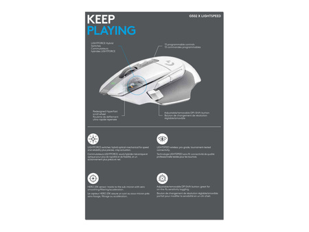 LOGITECH G502 X LIGHTSPEED - WHITE/CORE - EER2