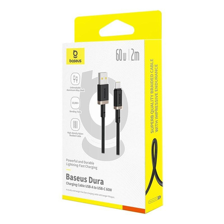 Kabel Baseus Dura USB-Typ C 60W 2m (czarno-złoty)