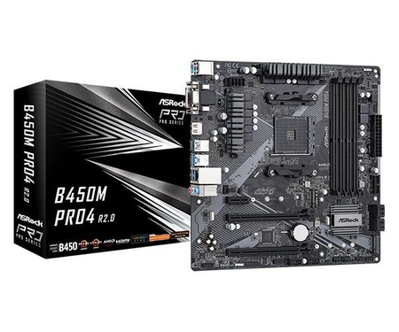 Płyta główna B450M PRO4 R2.0 AM4 4DDR4 HDMI uATX 