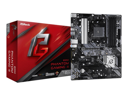ASROCK B550 Phantom Gaming 4 ATX MB 3rd Gen AMD AM4 Socket DDR4 4733+ 1 x3.0 x16 x4.0 PCIe HDMI 7.1 CH HD 6 SATA3 8 USB 3.2 Gen1