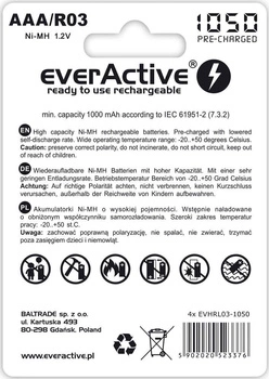 Zestaw akumulatorków everActive Professional line EVHRL03-1050 (1050mAh ; Ni-MH LSD)