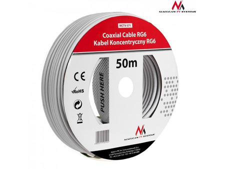 Kabel koncentryczny Maclean MCTV-571 satelitarny, antenowy 1.0CCS RG6 50m 