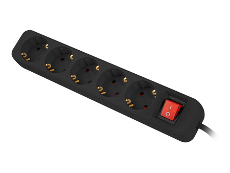 LANBERG Listwa zasilajaca 5x Shuko 3m z wylacznikiem kabel z pelnej miedzi czarna