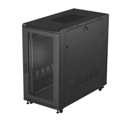 Szafa instalacyjna rack stojąca 19" 22U 600x1200 czarna drzwi   perforowane (flat pack) 