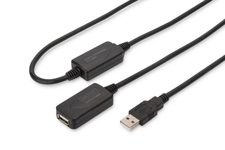 Kabel przedłużający USB 2.0 HighSpeed Typ USB A/USB A M/Ż aktywny 20m Czarny 