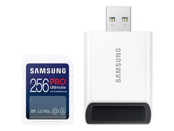 SAMSUNG SD PRO Ultimate 256GB SD Memory Card incl. USB card reader UHS-I U3 Full HD & 4K UHD 200 MB/s Read 130 MB/s Write