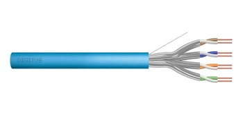 Kabel teleinformatyczny instalacyjny DIGITUS kat.6A, U/FTP, Dca, drut, AWG 23/1, LSOH, 100m, niebieski, ofoliowany