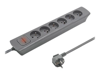 QOLTEC 50277 Listwa zasilająca 6 gniazd 1.8m Szara