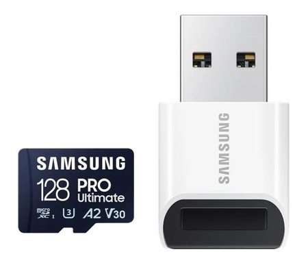 SAMSUNG Pro Ultimate microSD 128GB Memory Card UHS-I U3 FHD 4K UHD 200MB/s Read 130 MB/s Write for Smartphone Drone Incl USB-Reader