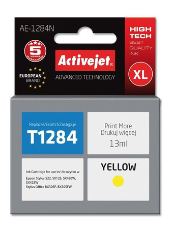 Activejet AE-1284N Tusz (zamiennik Epson T1284; Supreme; 13 ml; żółty)