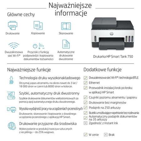 URZĄDZ. WIELOF. HP Smart Tank 750 All-in-One 6UU47A
