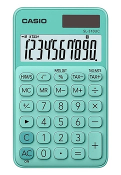 CASIO Kalkulator kieszonkowy SL-310UC-GN BOX, 10-cyfrowy, 70x118mm, kartonik, zielony