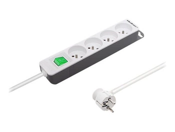 QOLTEC 50288 Listwa zasilająca 4 gniazda 1.8m Biało-szara