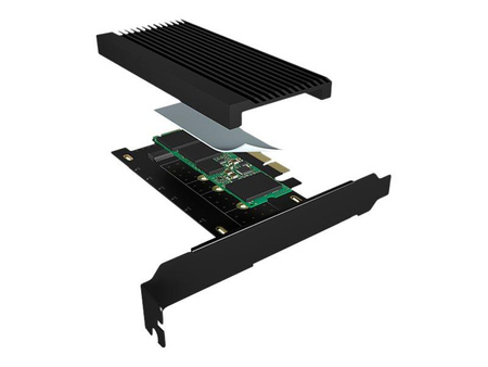 ICY BOX IB-PCI208-HS Karta rozszerzeń PCIe z gniazdem M.2 M-Key dla dysku SSD NVMe