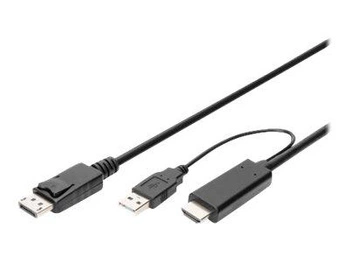 DIGITUS HDMI to DP adapter cable 2m 4K/30Hz external Power via USB - A