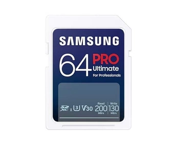 SAMSUNG SD PRO Ultimate 64GB SD Memory Card UHS-I U3 Full HD 4K UHD 200 MB/s Read 130 MB/s Write (P)