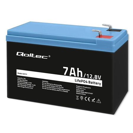 Akumulator LiFePO4 Litowo-Żelazowo-Fosforanowy | 12.8V | 7Ah | 89.6Wh | BMS