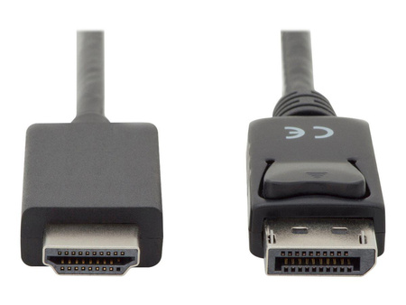 ASM AK-340303-020-S Kabel DisplayPort 1.2 z zatrzaskiem 4K 60Hz UHD Typ DP/HDMI A M/M czarny 2m