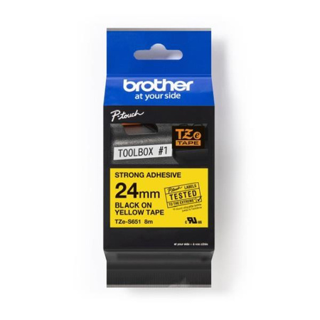 Taśma Brother TZe-S651 24mm x 8m (TZES651) - żółta, czarny nadruk