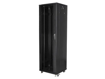 Szafa instalacyjna Rack stojąca 19" 42U 600x600 czarna Lanberg (flat pack)