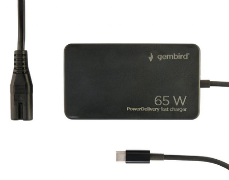 GEMBIRD Szybka ładowarka USB Power Delivery GaN USB typu C 65W czarna