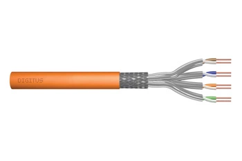 Kabel teleinformatyczny instalacyjny DIGITUS kat.7, S/FTP, Dca, drut, AWG 23/1, LSOH, 100m, pomarańczowy