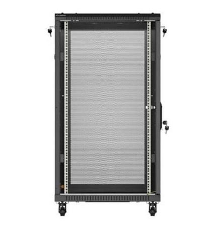 Szafa instalacyjna rack stojąca 19" 22U 600x1000 czarna drzwi perforowane ( flat pack)