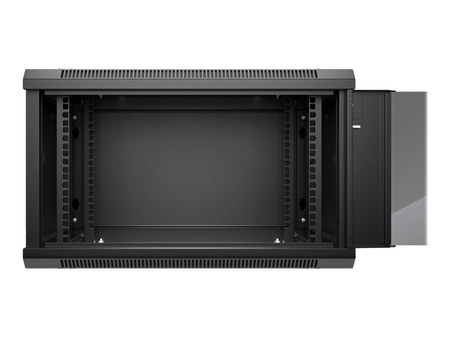 NETRACK 019-060-645-022 Netrack szafa wisząca 19, 6U/600x450mm – czarny, drzwi szklane, otwierane boki