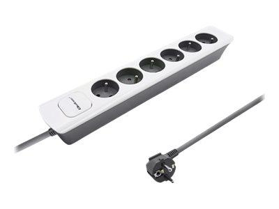 QOLTEC 50297 Listwa zasilająca 6 gniazd 1.8m Biało szara
