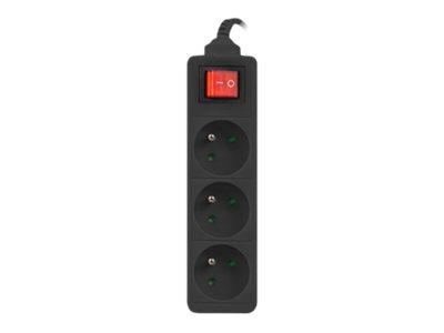 LANBERG PS1-03E-0150-BK Lanberg Listwa Zasilająca 1.5M Czarna 3X 230V PL Z Wyłącznikiem, Kabel z Miedzi