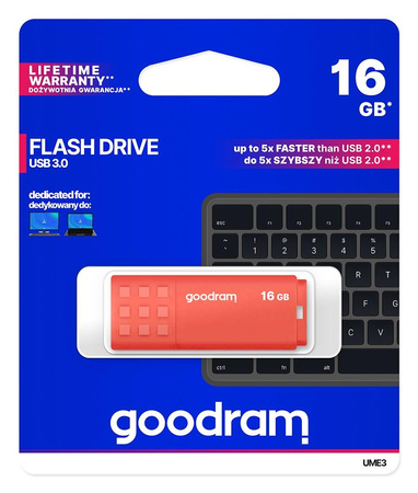 Pendrive UME3 16GB USB 3.0 Pomarańczowy