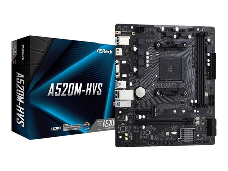 ASROCK A520M-HVS AM4 2xDDR4 1 x PCIe 3.0 x16 1 x PCIe 3.0 x1 D-Sub HDMI mATX MB