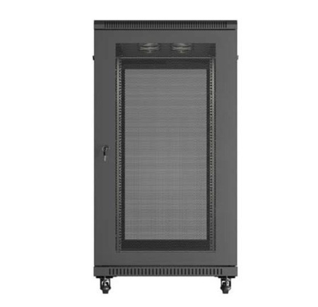 Szafa instalacyjna rack stojąca 19" 22U 600x1200 czarna drzwi perforowane (flat pack)