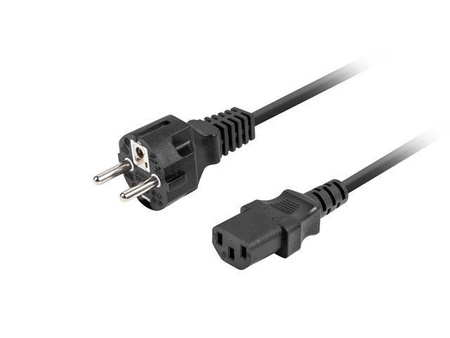 Kabel zasilający Lanberg CEE 7/7 -> IEC 320 C13 1,8m czarny prosty