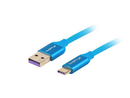 Kabel USB 2.0 Lanberg Premium Type-C(M) - A(M) 0,5m niebieski 5A