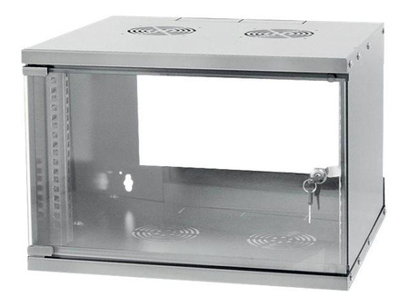 TECHLYPRO 022212 TechlyPro Szafka wisząca ECO 19 6U/320 mm szklane drzwi zmontowana szara