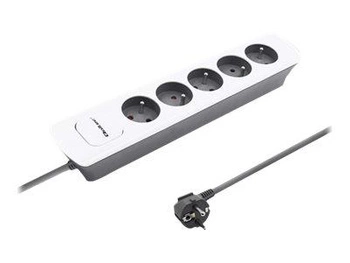 QOLTEC 50296 Listwa zasilająca 5 gniazd 1.8m Biało szara